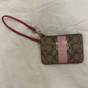 Coach Signature Brown and Pink Wristlet